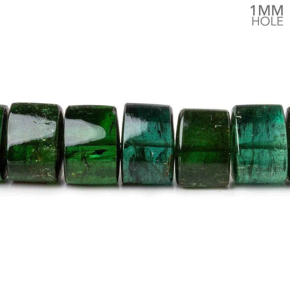  10.5mm Green Tourmaline 1mm hole Center Drilled Plain Trillions 5.75 inch 20 beads AAA+ 