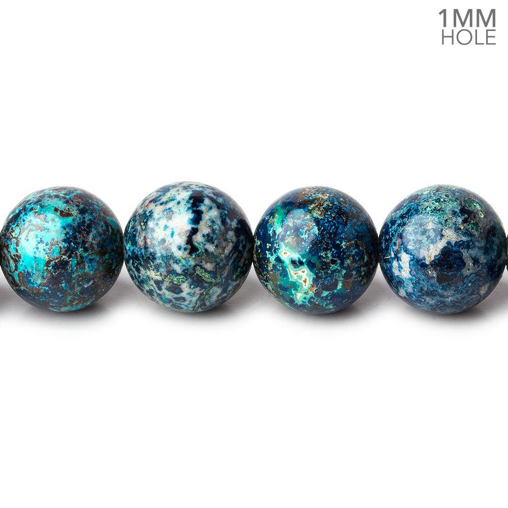  10mm Chrysocolla plain round large hole beads 15.5 inch 41 pieces A 