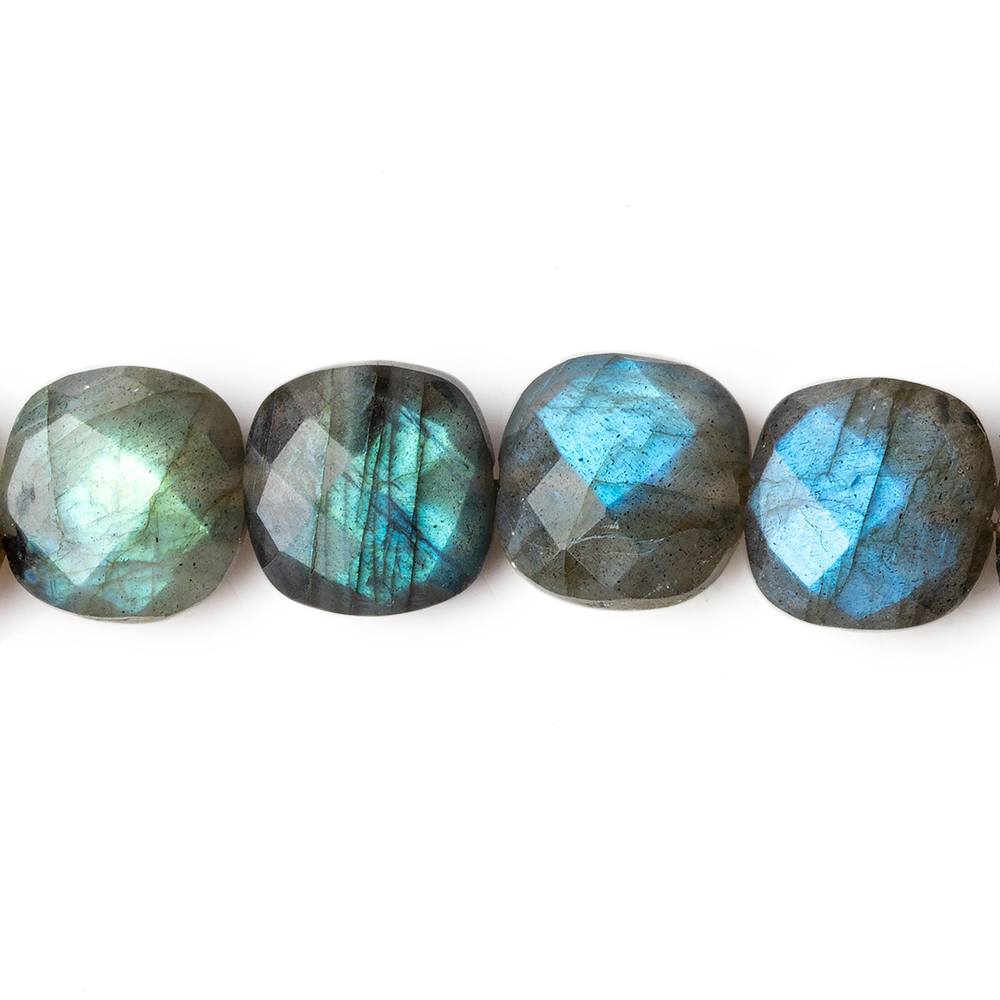  10mm Labradorite faceted pillows 8.5 inch 20 beads A 