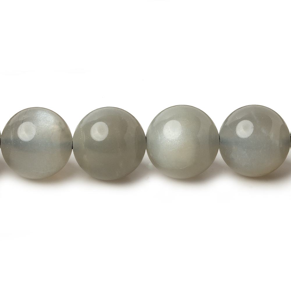  10mm Platinum Grey Moonstone Plain Rounds 16 inch 41 beads AA 