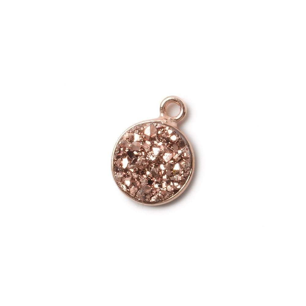  10mm Rose Gold Bezel Metallic Rose Drusy Coin Pendant 1 piece 