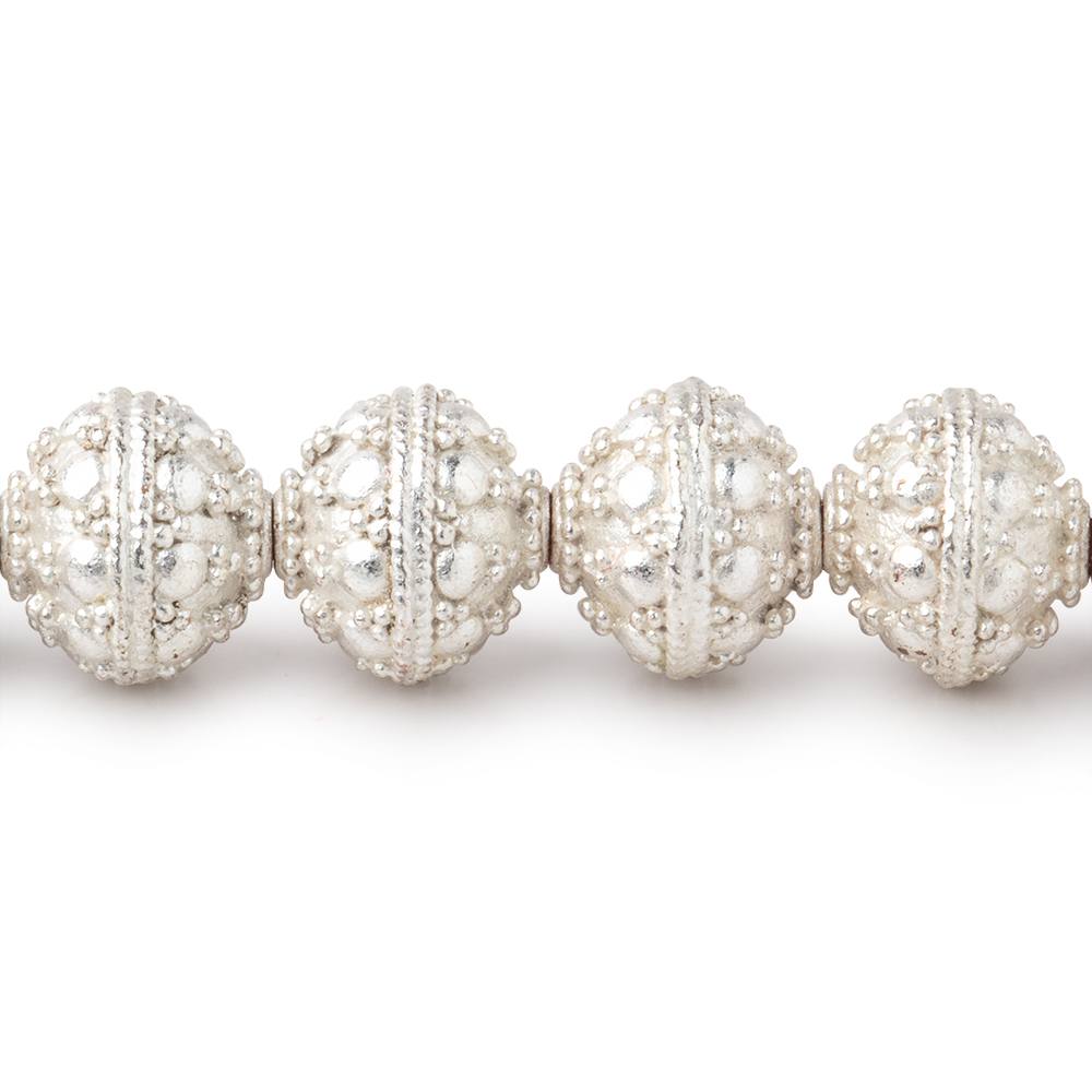  10mm Sterling Silver plated Copper Bali Dot Round Bead 8 inch 21 pieces 