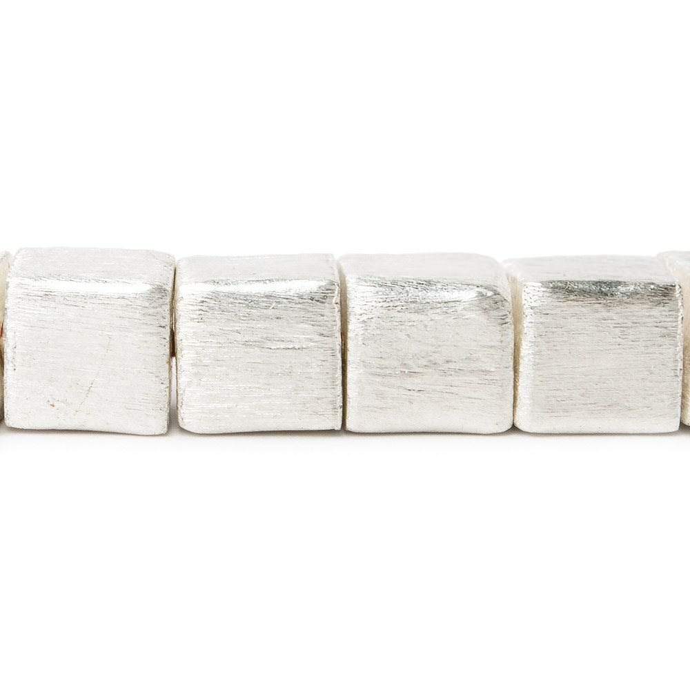  10mm Sterling Silver plated Copper Brushed Cube Beads 19 pieces 