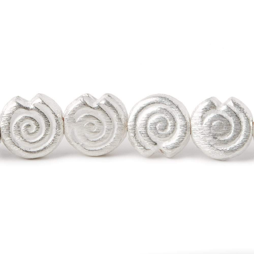  10mm Sterling Silver plated Copper Spiral Beads 8 inch 21 pieces 