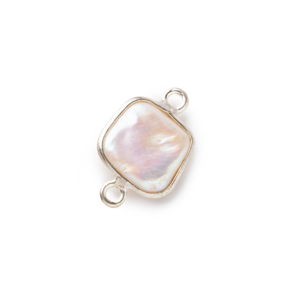  10mm Sterling Silver Rose White Square Pearl Connector 1 piece 