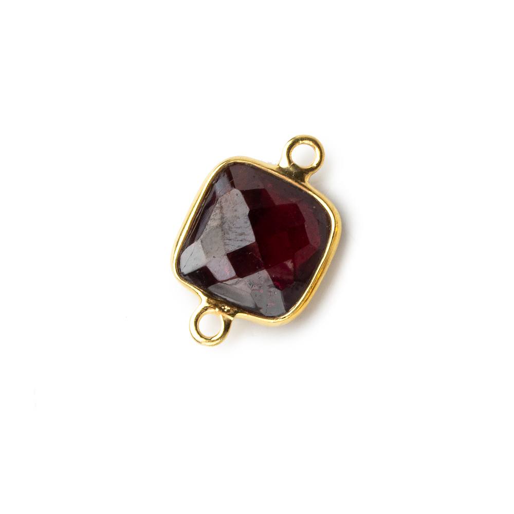  10mm Vermeil Bezel Garnet faceted cushion Connector 1 focal bead 