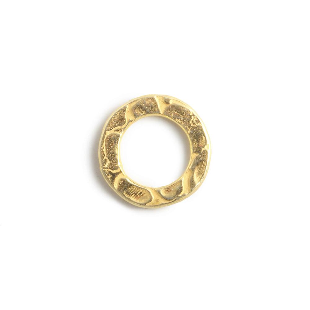  10mm Vermeil Hammered Jump Ring Connector 7mm ID Set of 10 pieces 