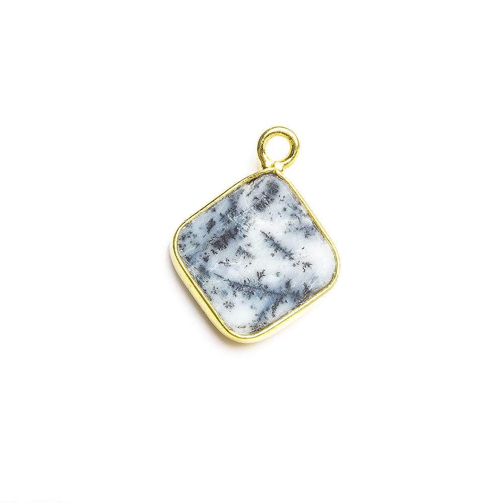  10x10mm Vermeil Bezel Dendritic Opal Square Pendant 1 piece 