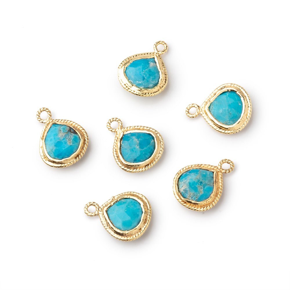  10x10mm Vermeil Twist Rope Bezel Turquoise Howlite Faceted Heart Pendant 1 piece 