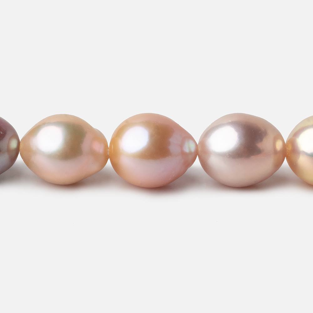  10x11-11x11mm Tri Color Baroque Freshwater Pearls 16 inch 33 pieces AAA grade 
