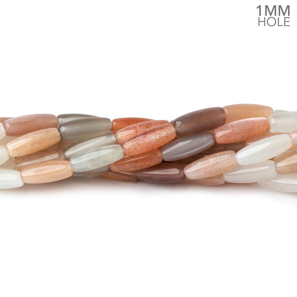  10x4mm Multi Color Moonstone plain rice large hole beads 16 inch 40 pieces A 
