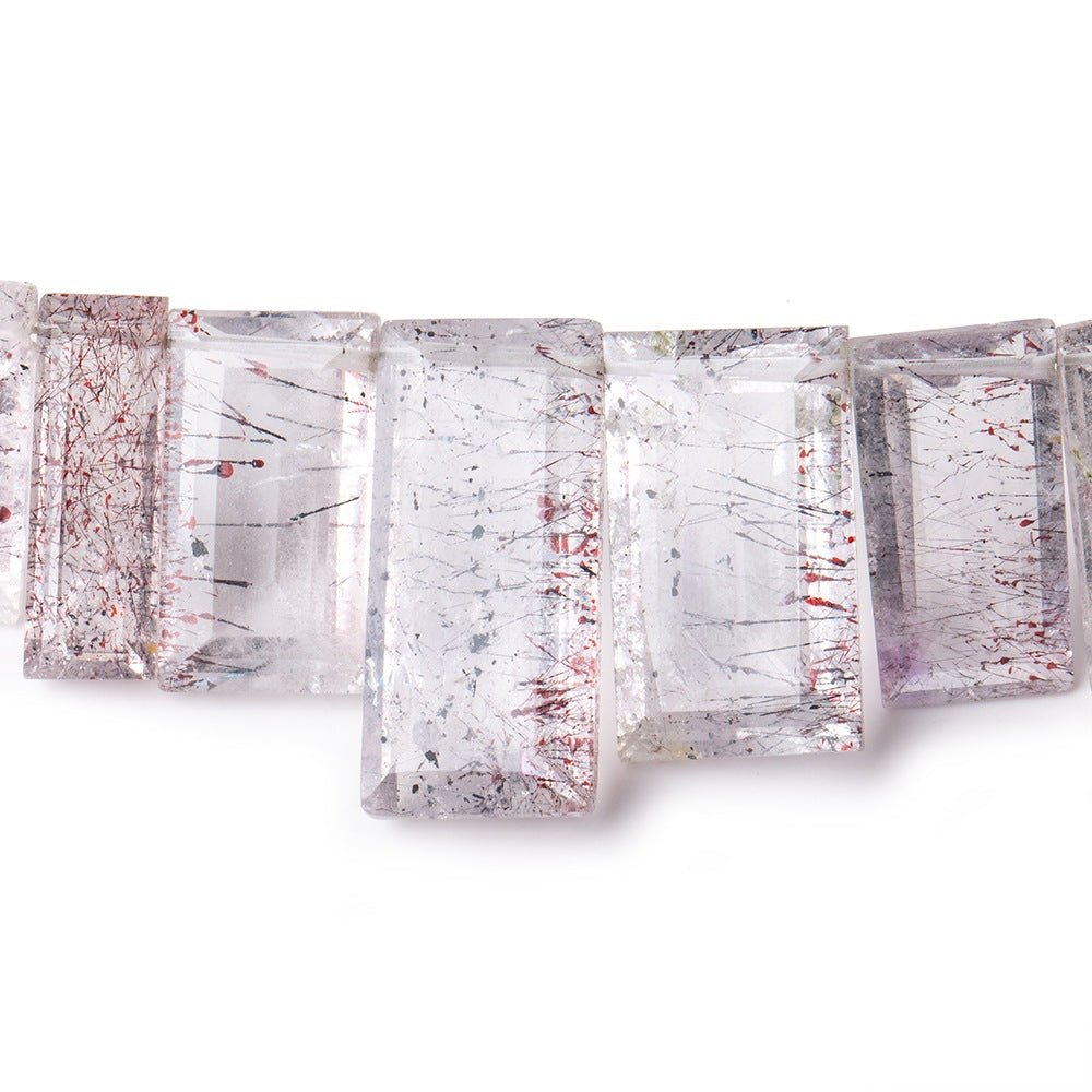  10x6-23x11mm Moss Amethyst Pavilion Faceted Rectangles 6 inch 21 beads 