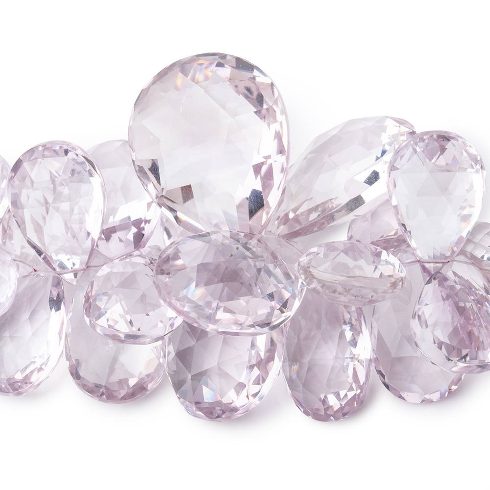  10x6-28x23mm Pink Amethyst faceted pear beads 7 inch 38 pieces AAA 