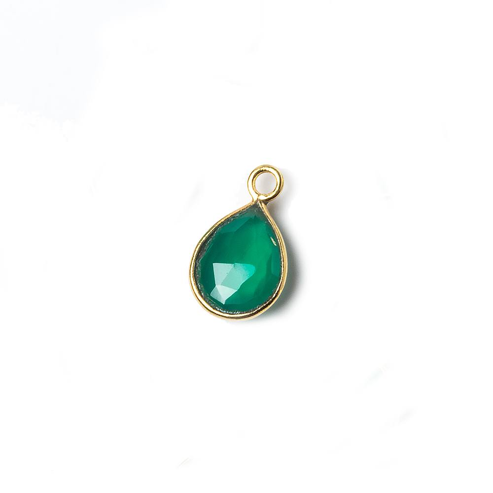  10x7mm Vermeil Bezel Green Onyx faceted pear Petite Pendant 1 piece 