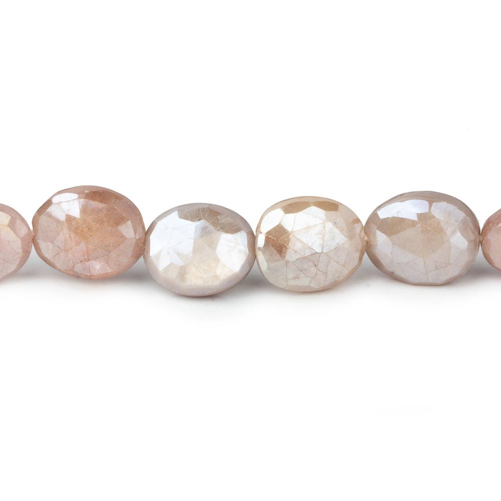 10x8-13x10mm Mystic Peach Buff Moonstone faceted ovals 14 inch 26 beads 