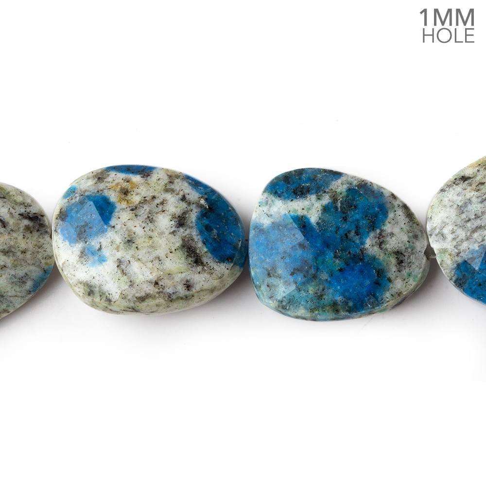  10x8-13x8mm K2 Azurite Granite "K2 Jasper" faceted ovals 8 inch 16 beads 1mm large hole 