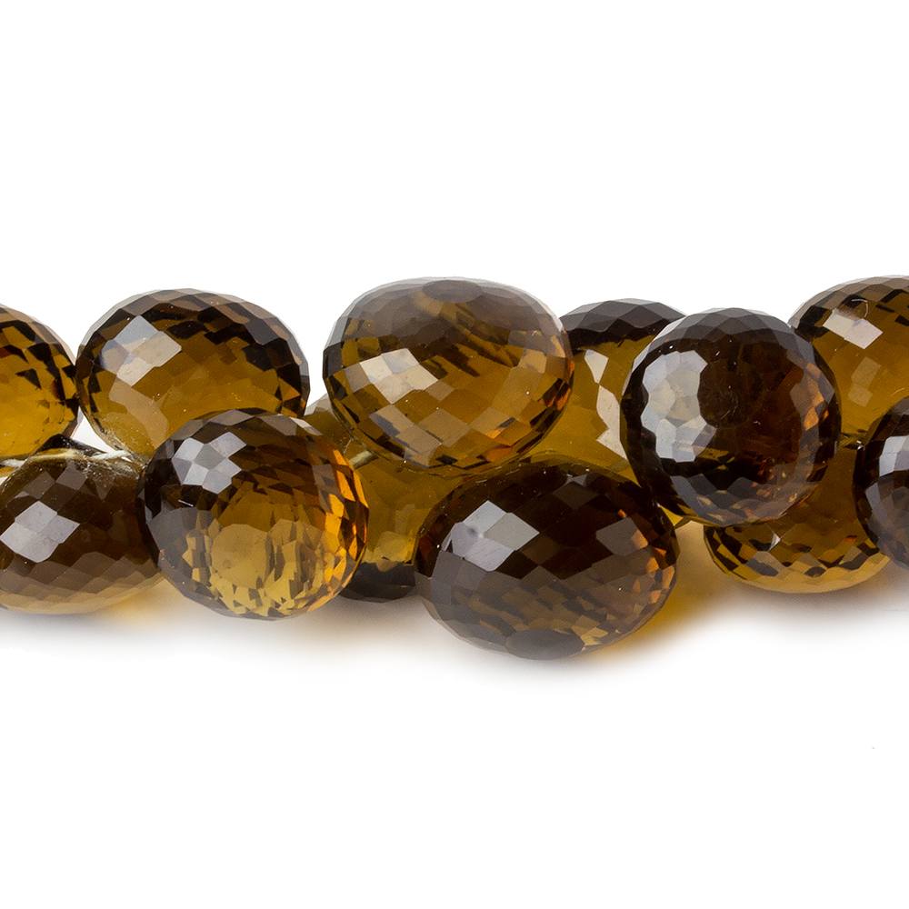  10x8mm - 14x11mm Whiskey Quartz faceted Candy Kiss beads 9 inch 48 pieces 
