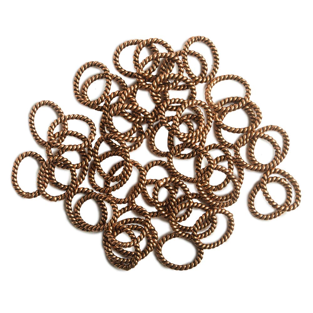  10x8mm Copper Twisted Oval Jump Ring Set of 50 pieces 
