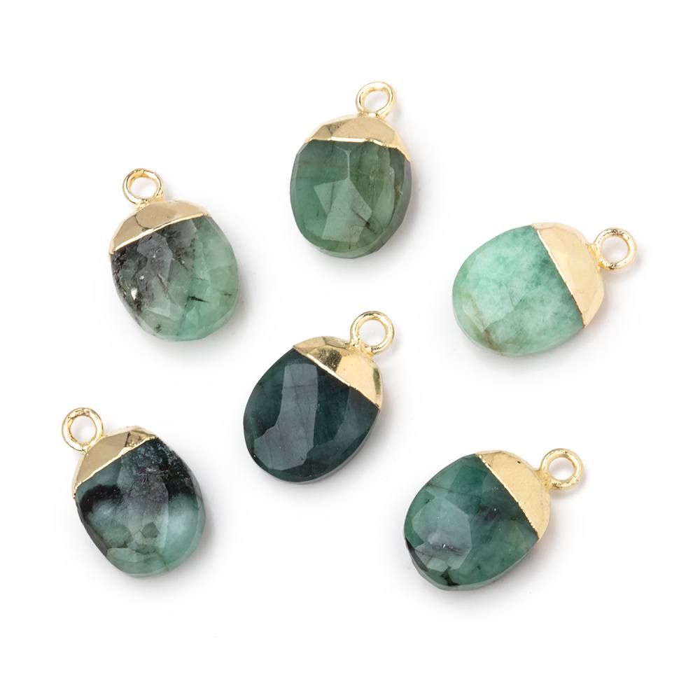  10x8mm Gold Leafed Emerald Oval Pendant 1 piece 