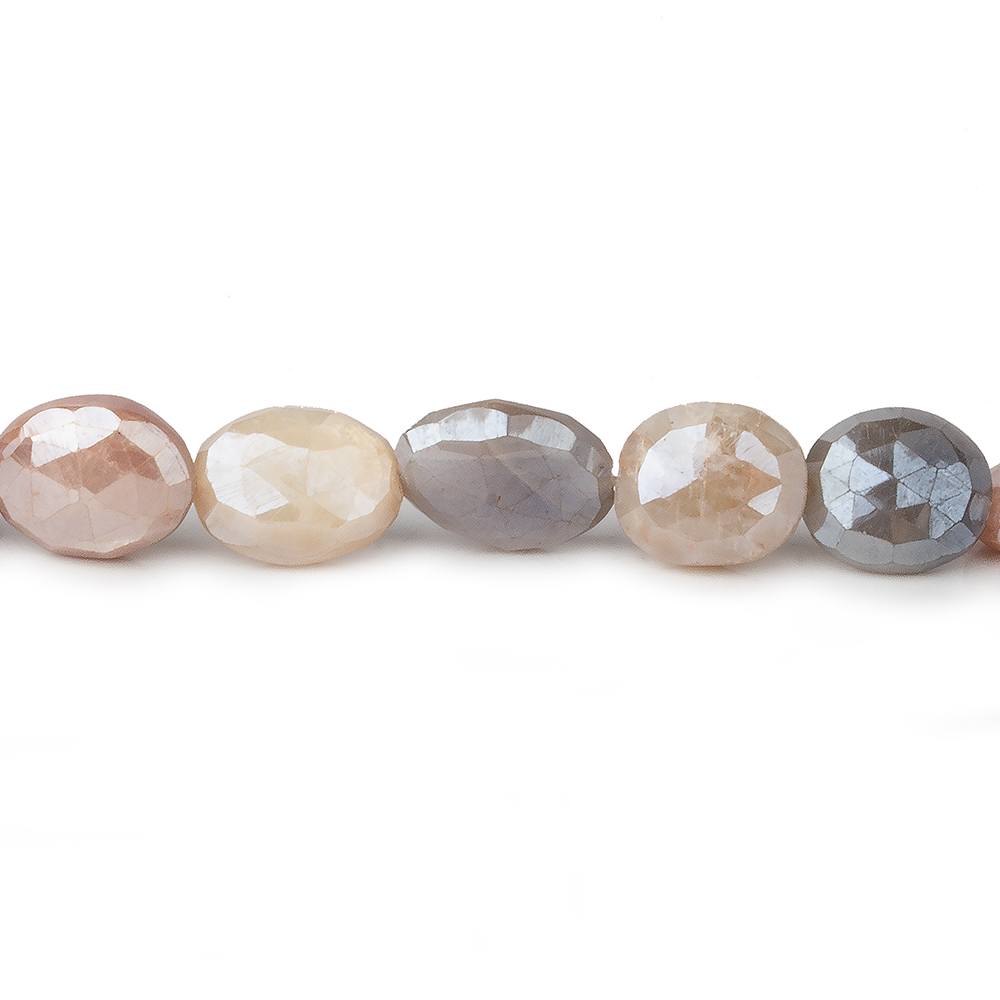  10x8mm Mystic Multi Color Moonstone faceted ovals 14 inch 32 beads 