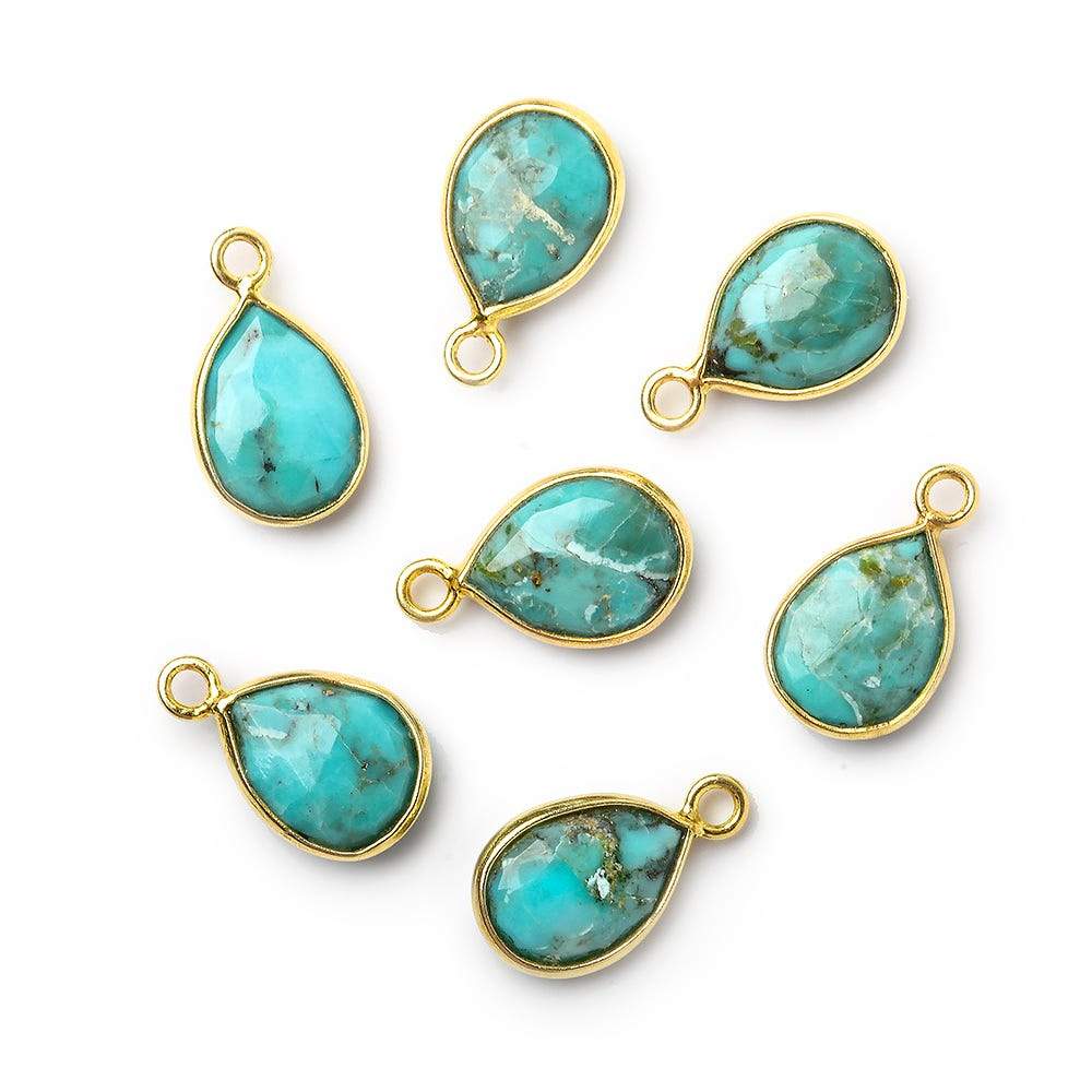  10x8mm Vermeil Bezel Turquoise Pear Pendant 1 piece 
