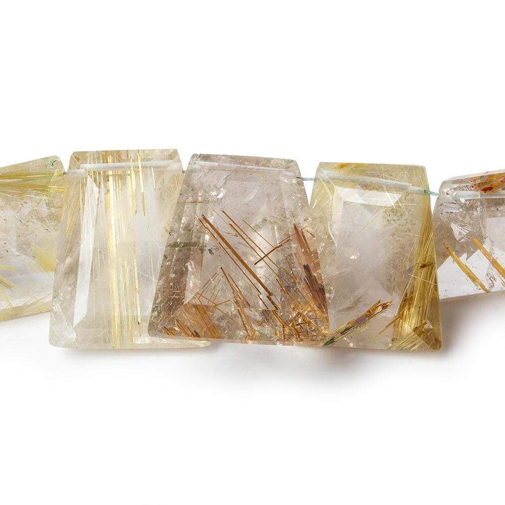  10x8x4-20x17x9mm Golden Rutilated Quartz Pavilion Faceted Fancy beads 7 inch 19 pieces AA 