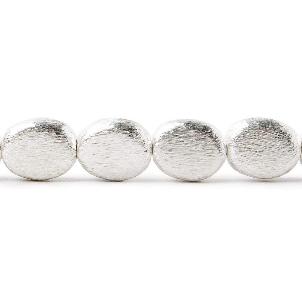  10x8x4mm Sterling Silver plated Copper Brushed Oval Bead 8 inch 20 pcs 