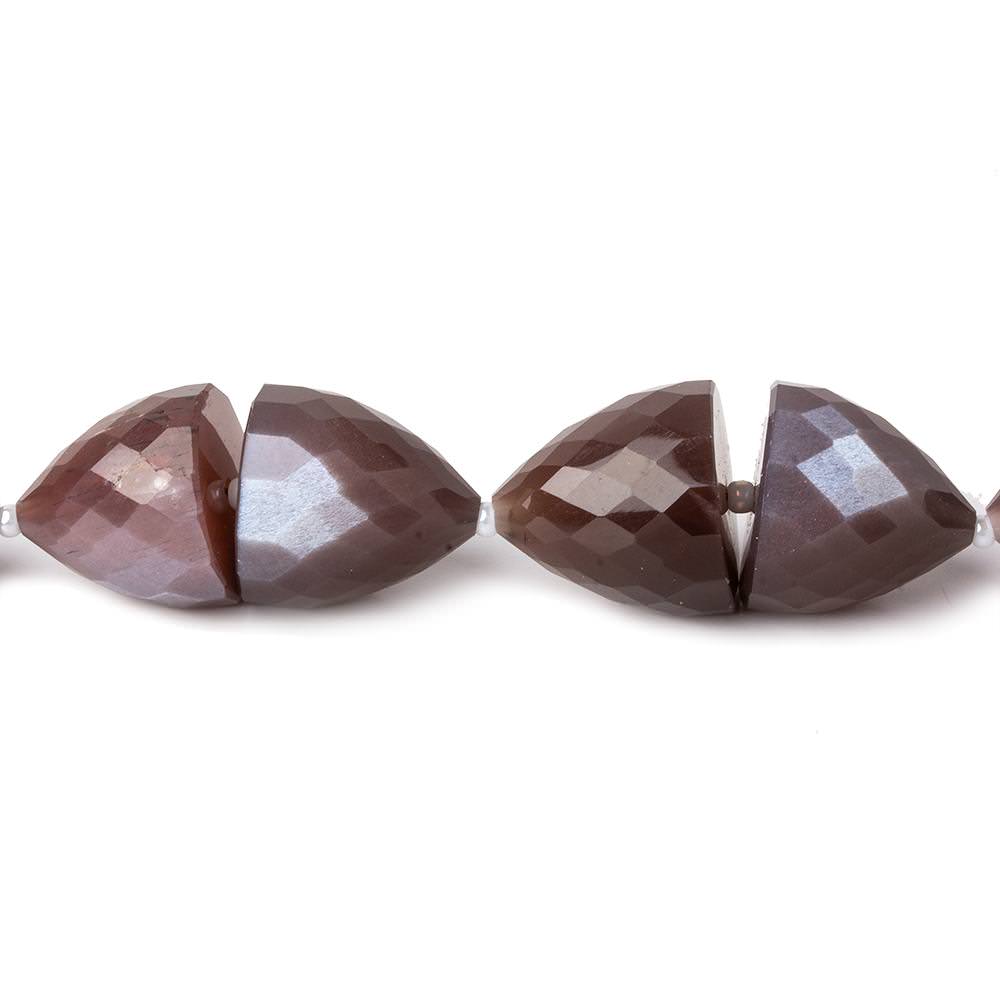  10x9-14x14mm Chocolate Brown Moonstone Center Drilled Faceted Fancy Shapes 15.5 inch 32 beads AA 
