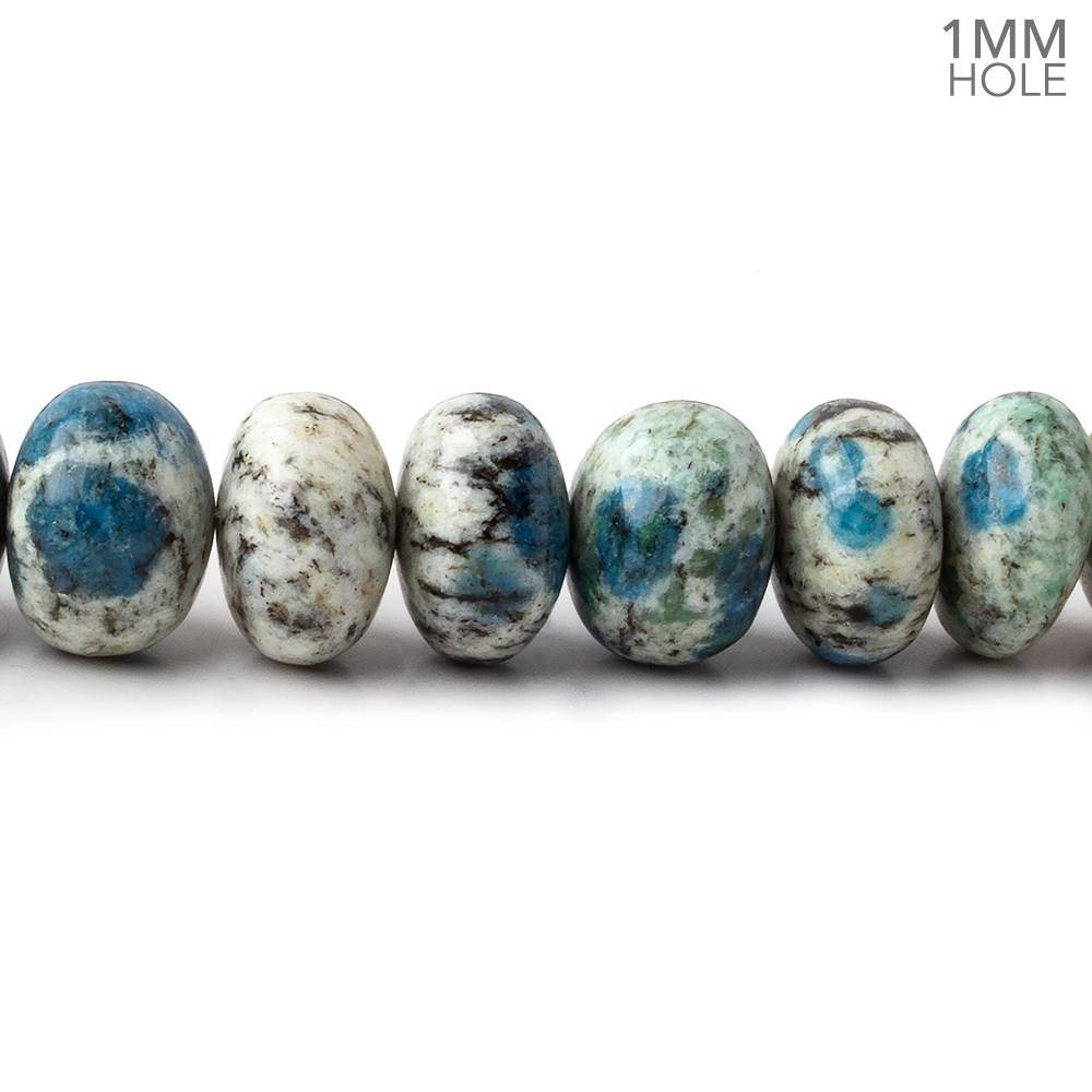  11-11.5mm K2 Azurite Granite "K2 Jasper" plain rondelles 16 inch 54 beads 1mm hole 