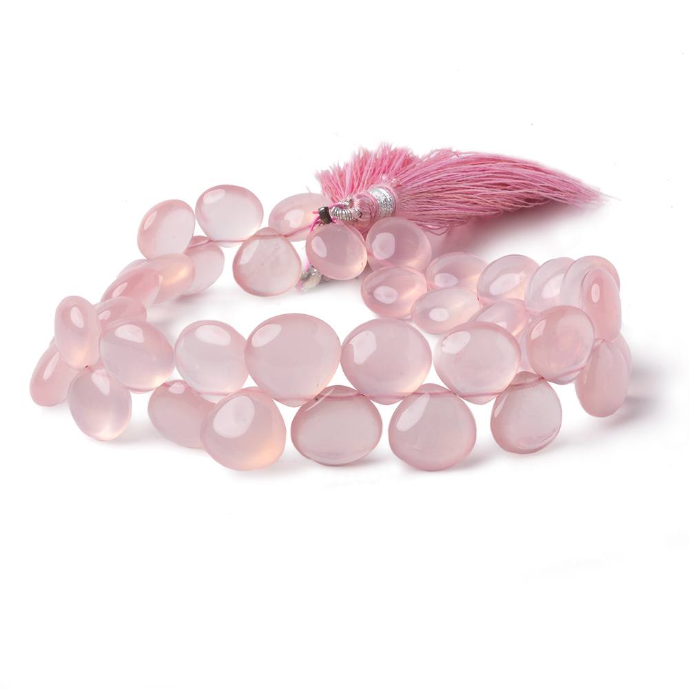  11-12mm Rose Quartz plain heart beads 8.5 inch 36 pieces 