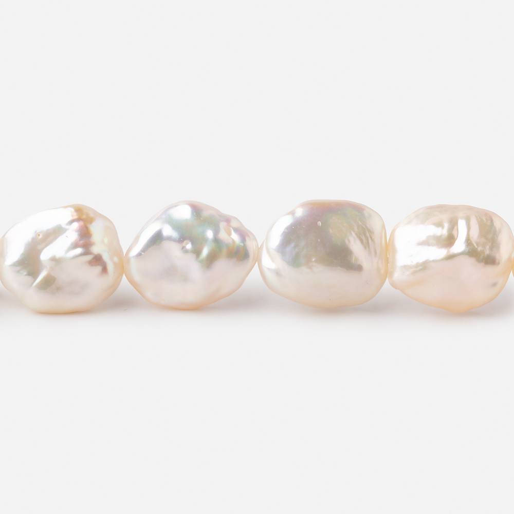  11-14mm Pale Peach Straight Drilled Keshi Freshwater Pearls 16 inch 32 pieces 