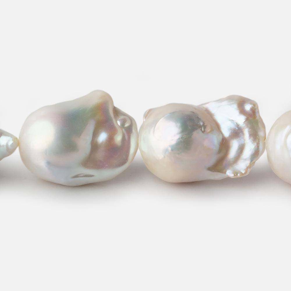  11.5x16-15x25mm White Ultra Baroque Freshwater Pearl 16 inch 19 pieces A 