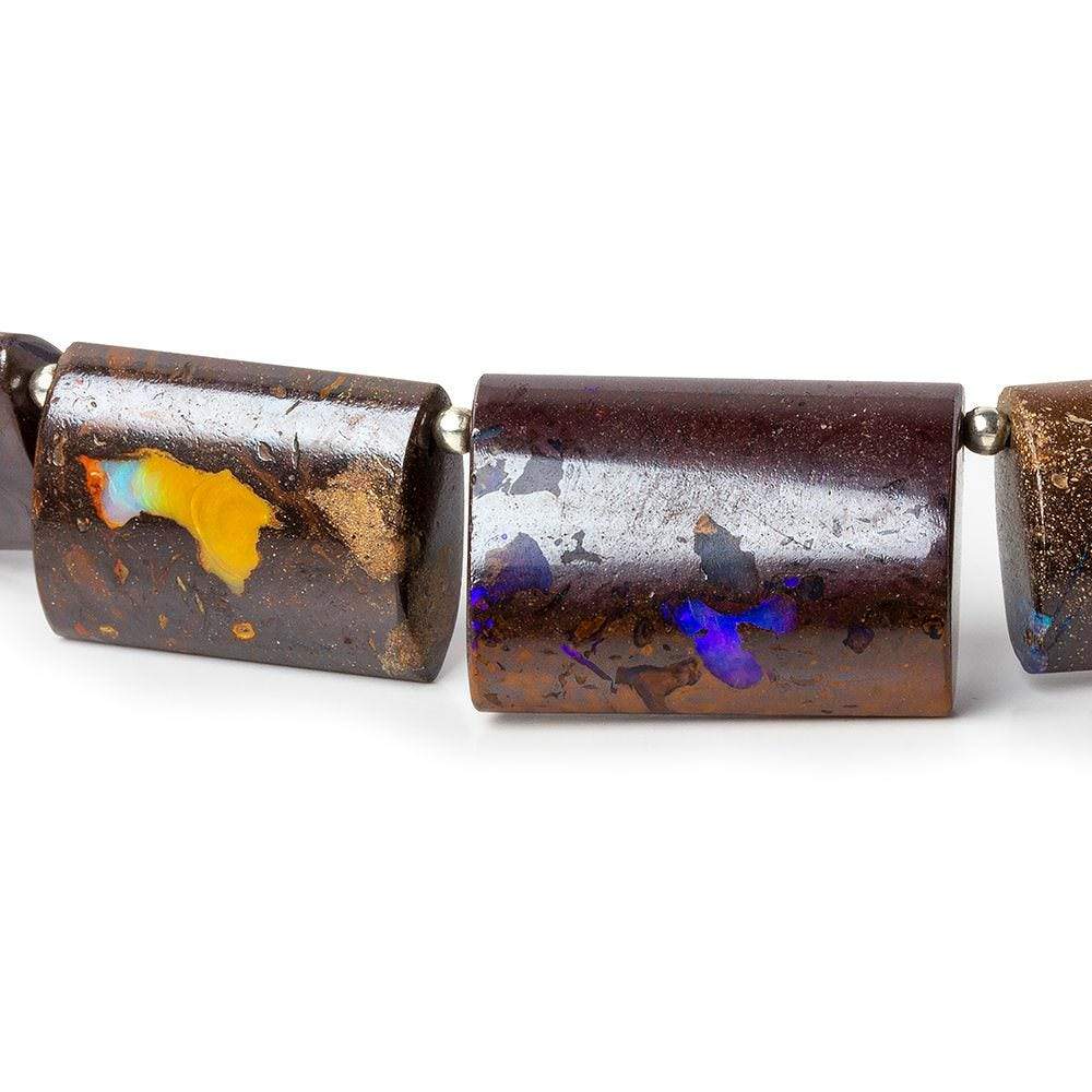  11.5x9-23.5x17mm Australian Boulder Opal plain oval tube beads 8.5 inch 12 pieces AA 