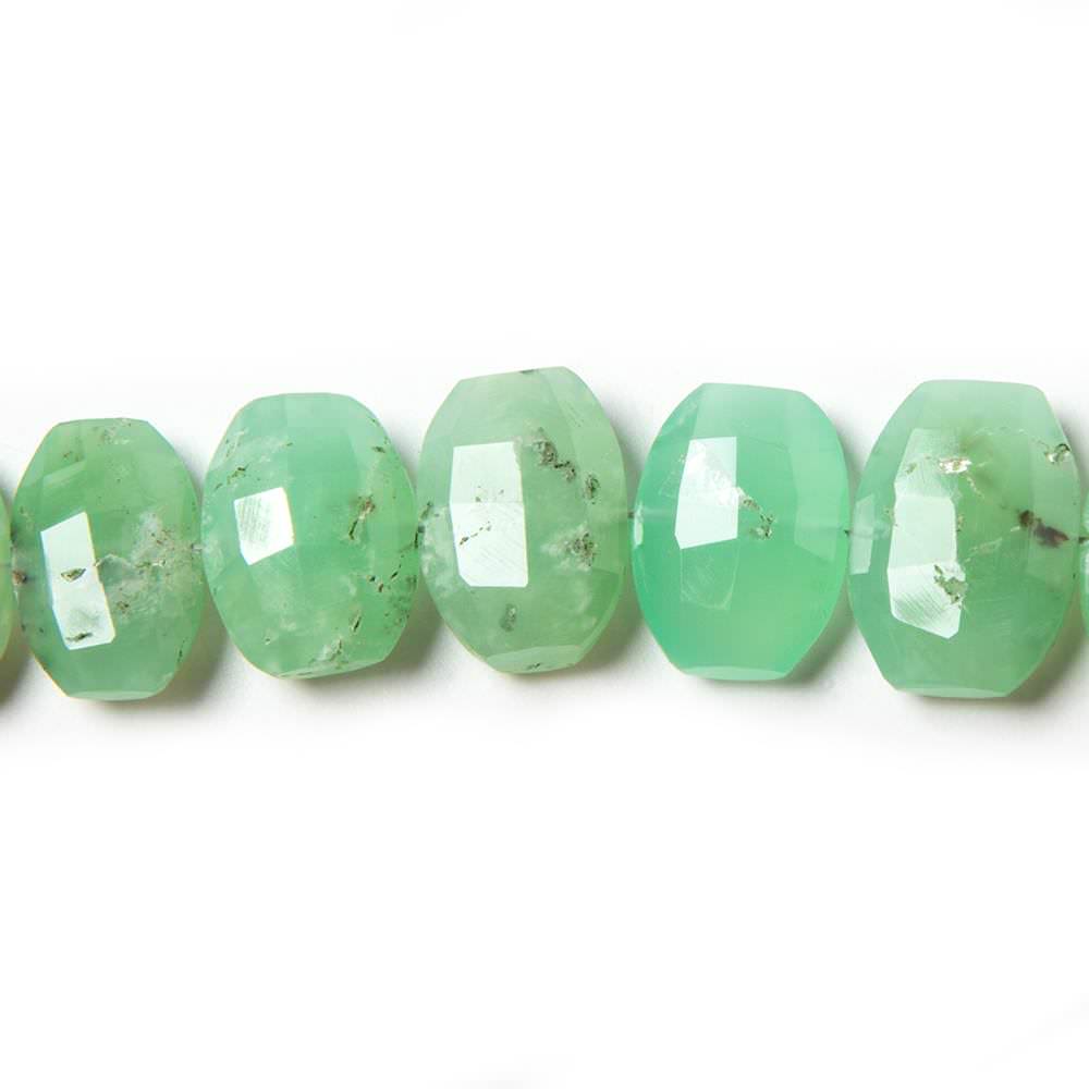  11.5x9.5-12.5x9.5mm Chrysoprase side drilled Faceted Cushions 6 inch 15 Beads 