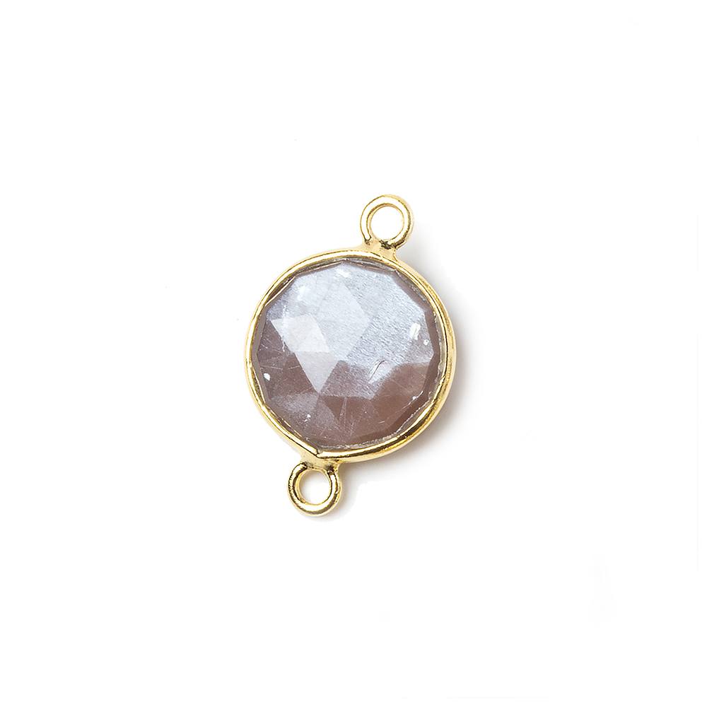  11mm Vermeil Bezel Chocolate Moonstone faceted coin Petite Connector 1 piece 