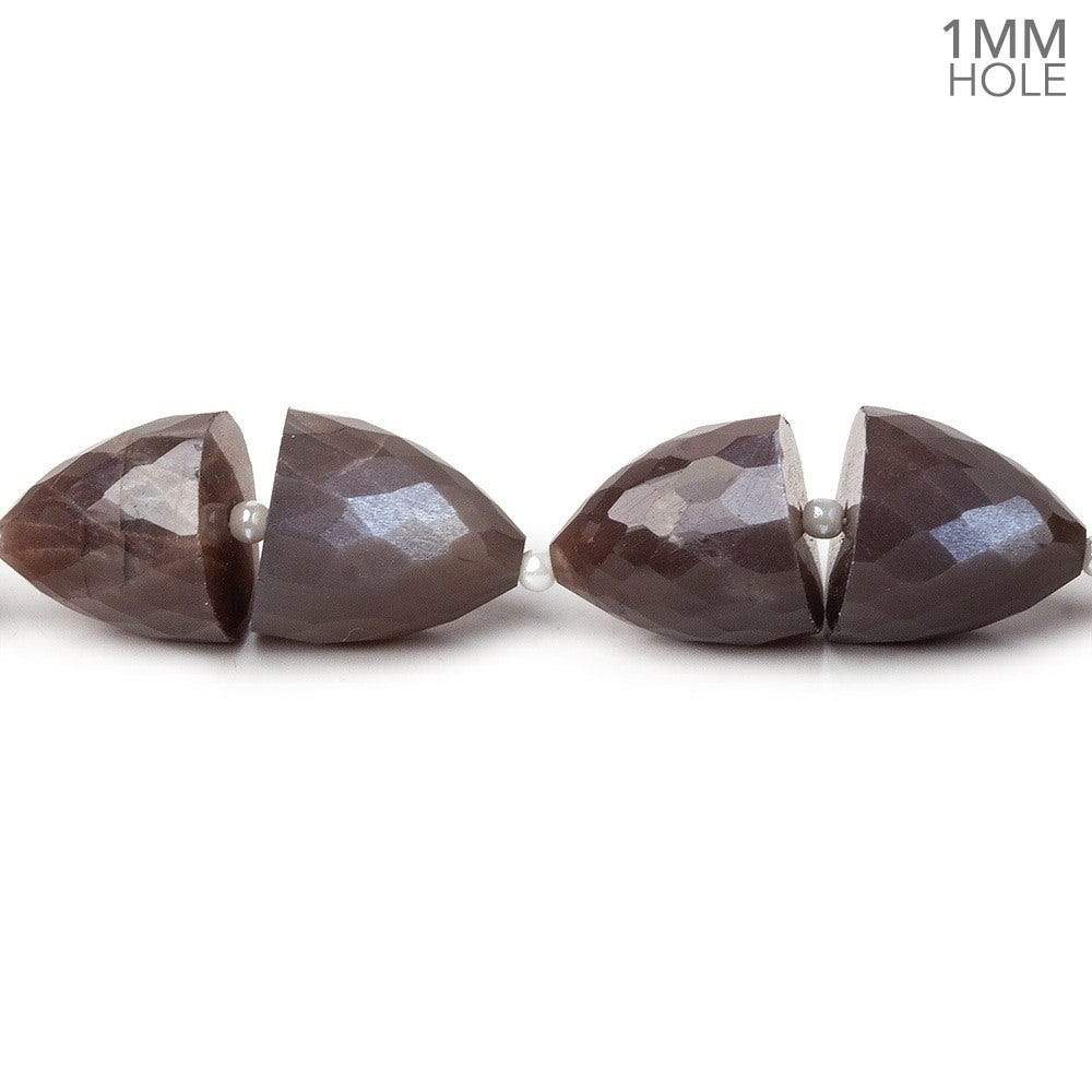  11x10-12x11mm Chocolate Moonstone straight drilled Faceted Cones 30 beads 15.5 inch AA large hole 