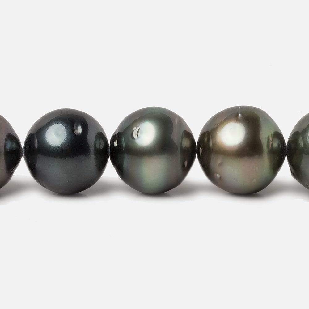  11x10.5-13.5x13mm Multi Color Tahitian Round Saltwater Pearls 16 inch 35 pieces A 