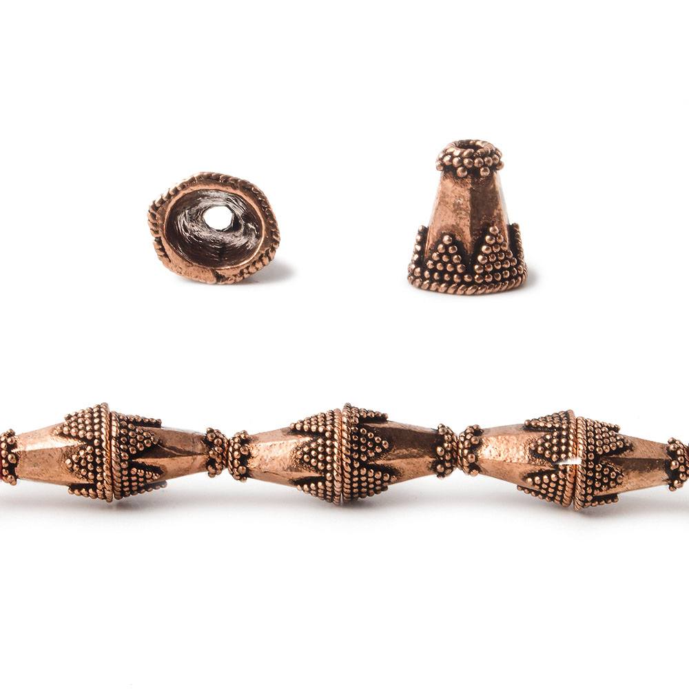  11x10mm Antiqued Copper Cone Granulated Design 8 in 18 pcs 