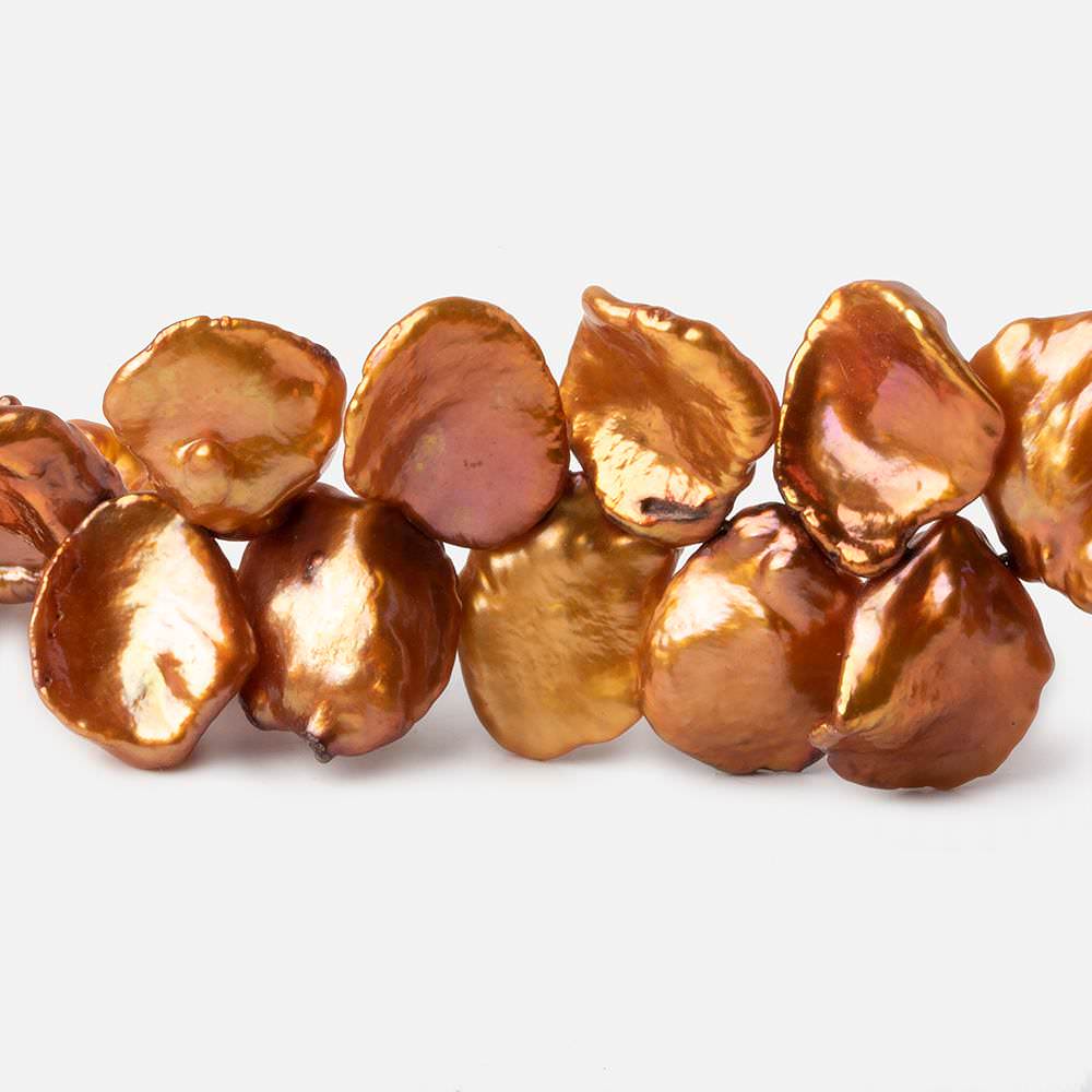  11x14mm Sunset Orange Keshi Freshwater Pearls 16 inch 65 pieces 