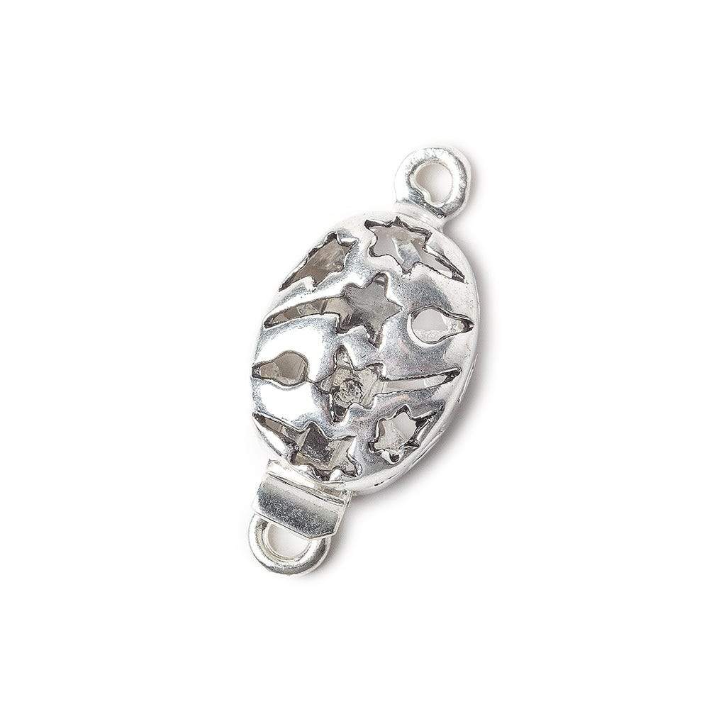  11x24mm Sterling Silver plated Box Clasp Oval Shooting Star Design 1 piece 