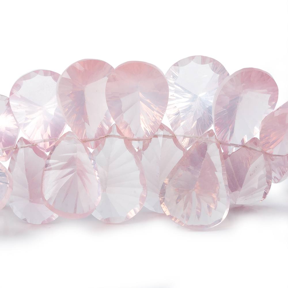  11x7-18x12mm Rose Quartz Pavilion Facet Pear Briolette 7.5 inch 46 Beads AAA 