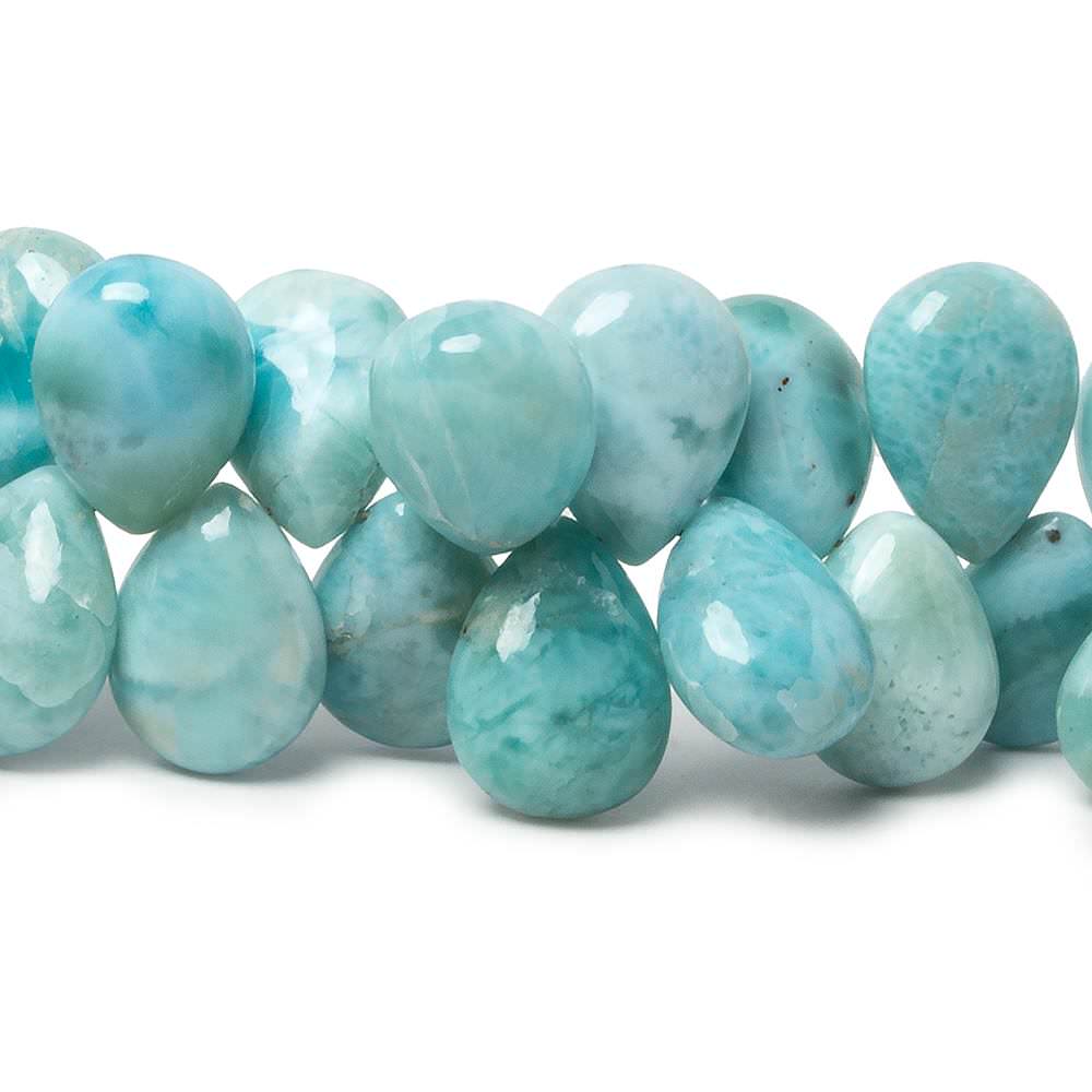  11x8-13x10mm Larimar plain pear beads 6.5 inch 41 pieces AA Grade 