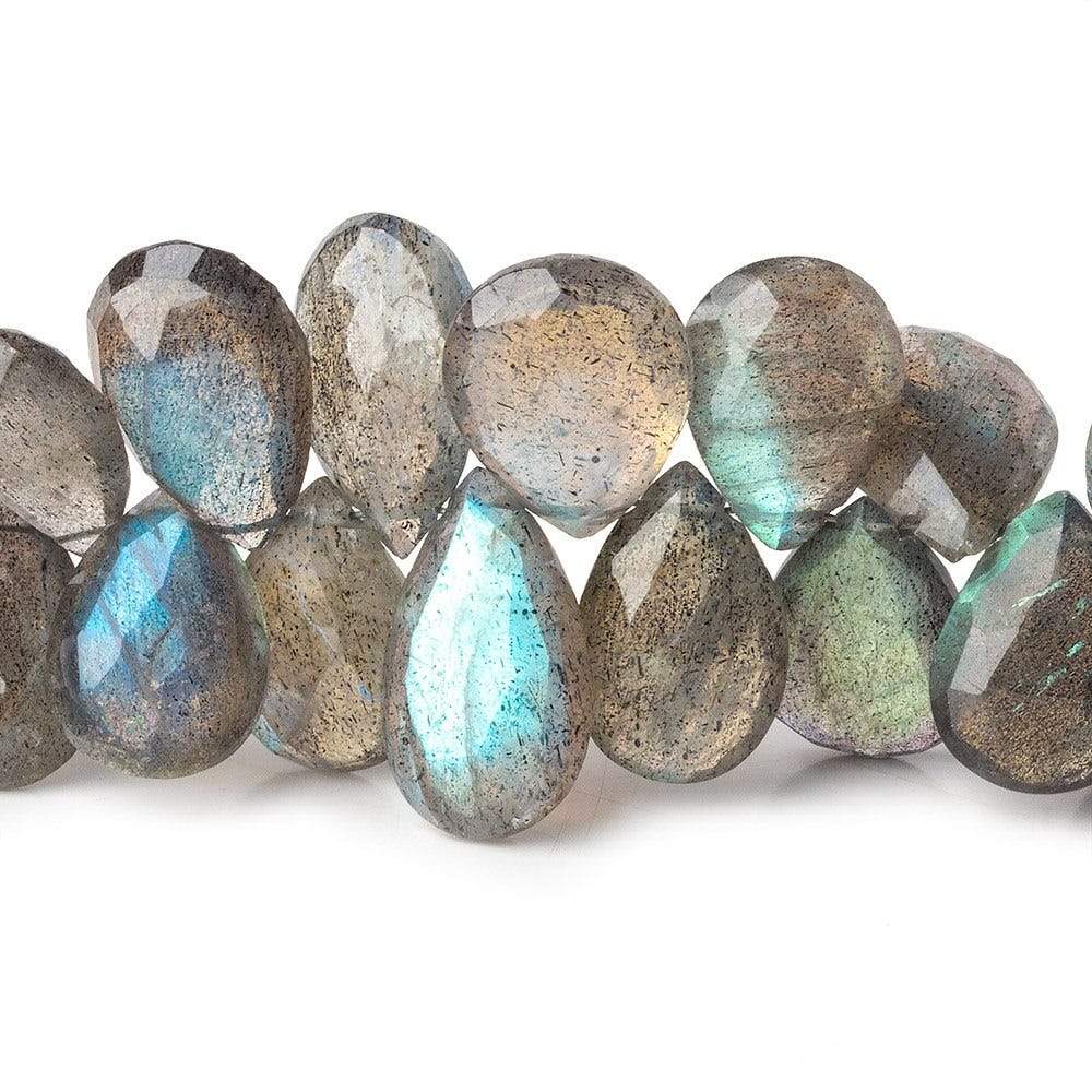  11x8-14x8mm Labradorite Faceted Pear Beads 8 inch 49 pieces 