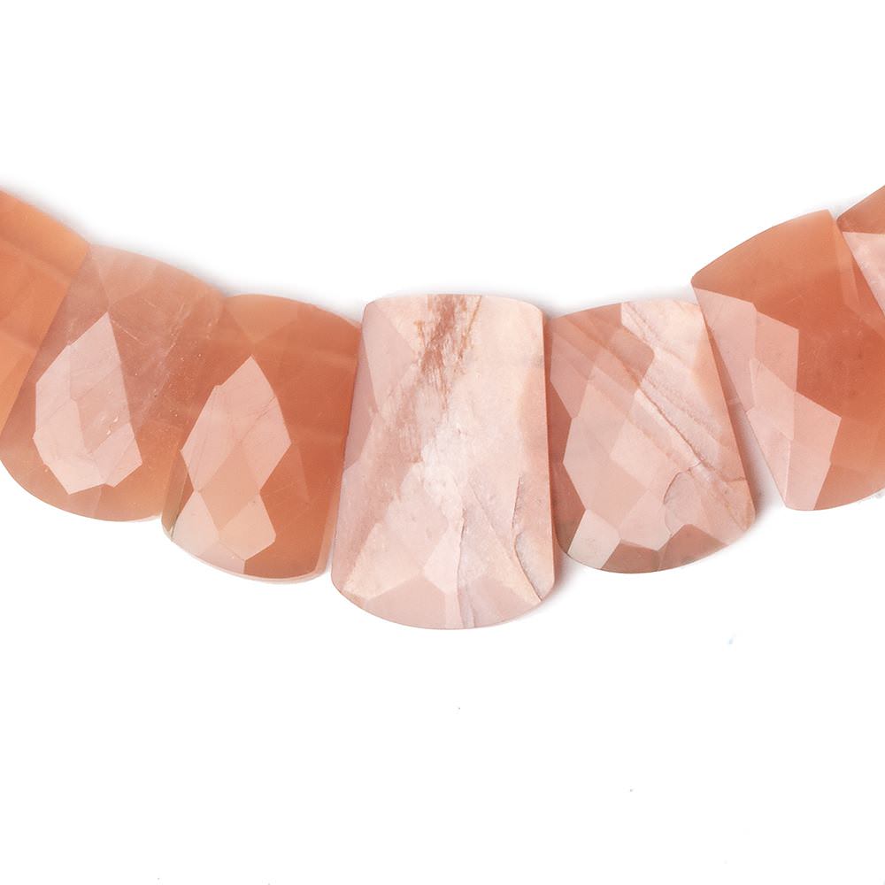  11x8-22x15mm Angel Skin Peach Moonstone double drilled faceted fancy shape collar 38 beads 