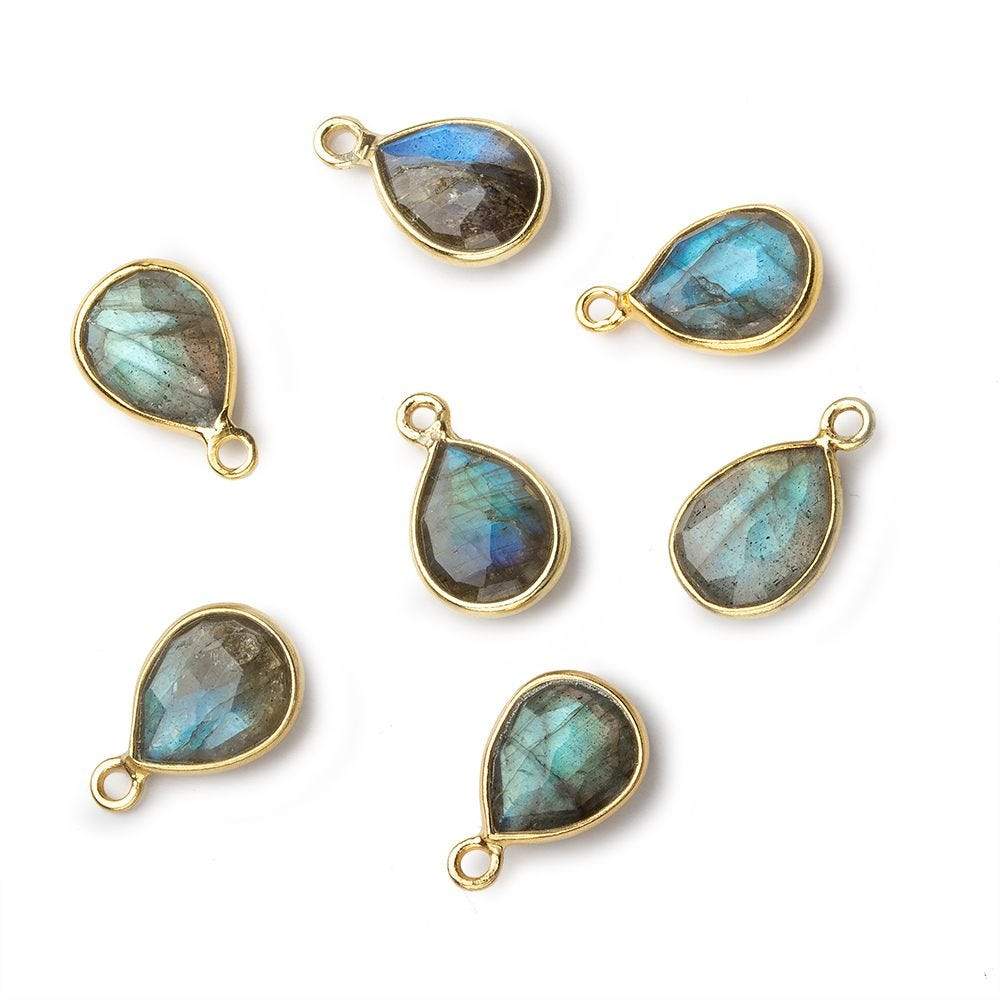  9x7mm Vermeil Bezel Labradorite faceted pear Pendant 1 focal bead 