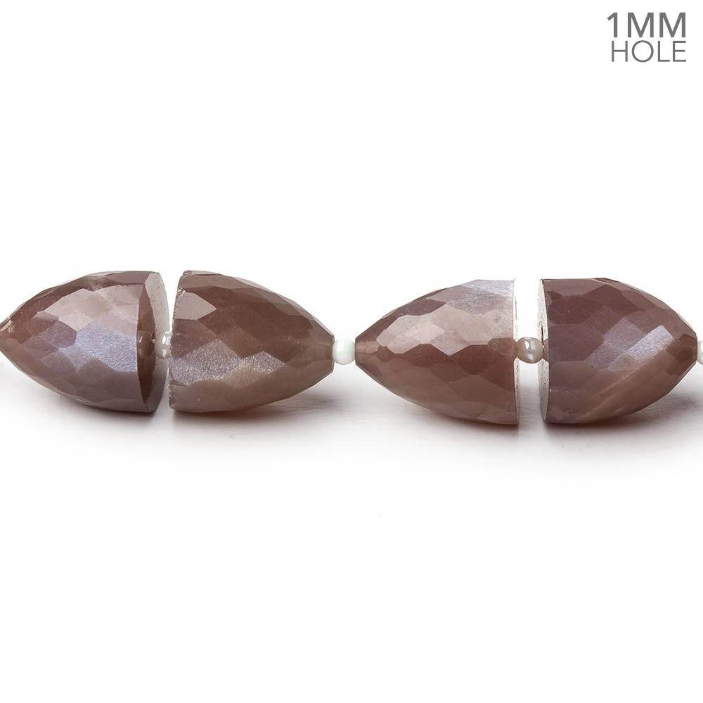  11x9-12x11mm Chocolate Moonstone straight drilled large hole Faceted Cones 30 beads AA 