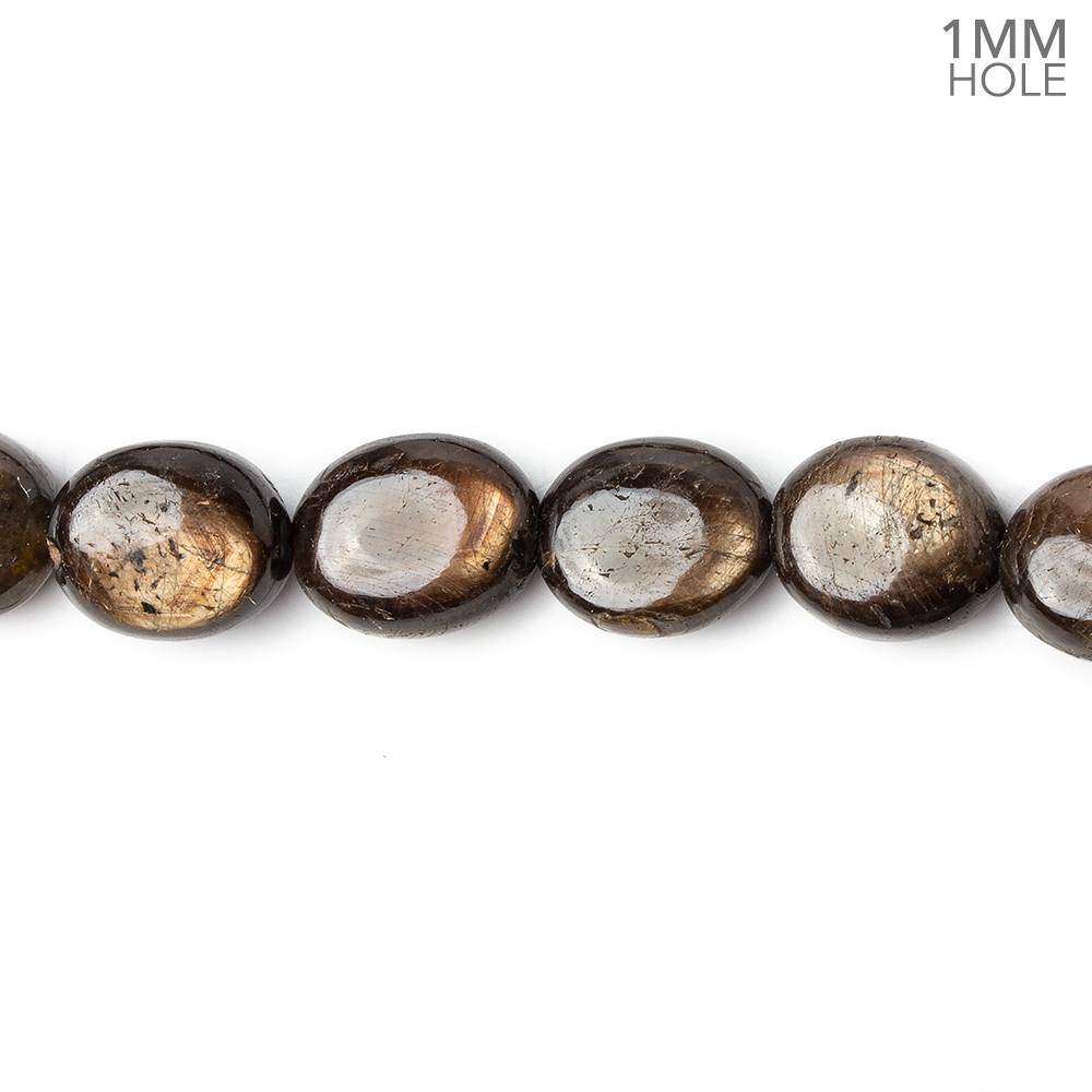  11x9-12x9mm Golden Sheen Chocolate Sapphire Plain Ovals 16 inch 38 beads A 1mm large hole 