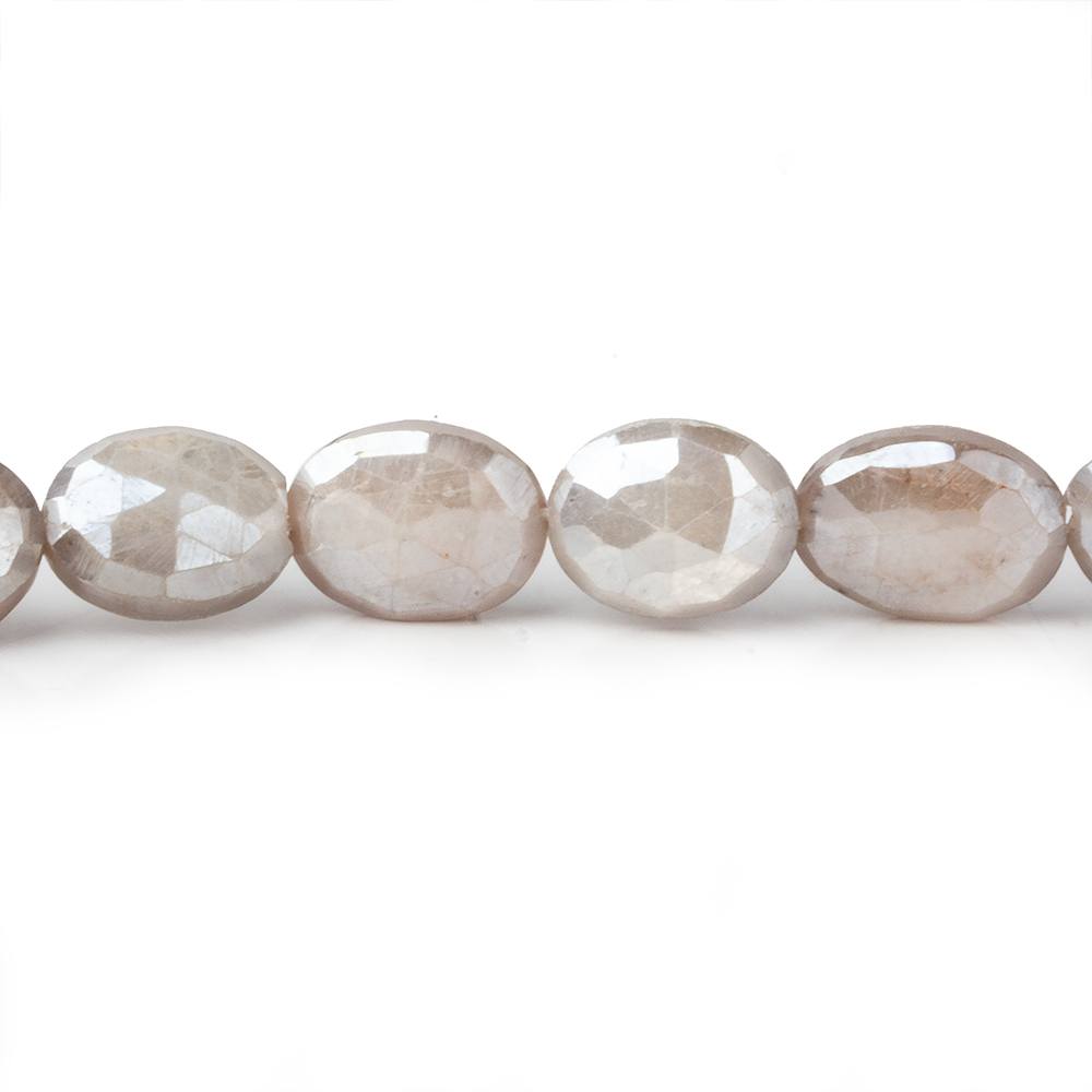  11x9-13x9mm Mystic Light Platinum Grey Moonstone faceted ovals 14 inch 28 beads 