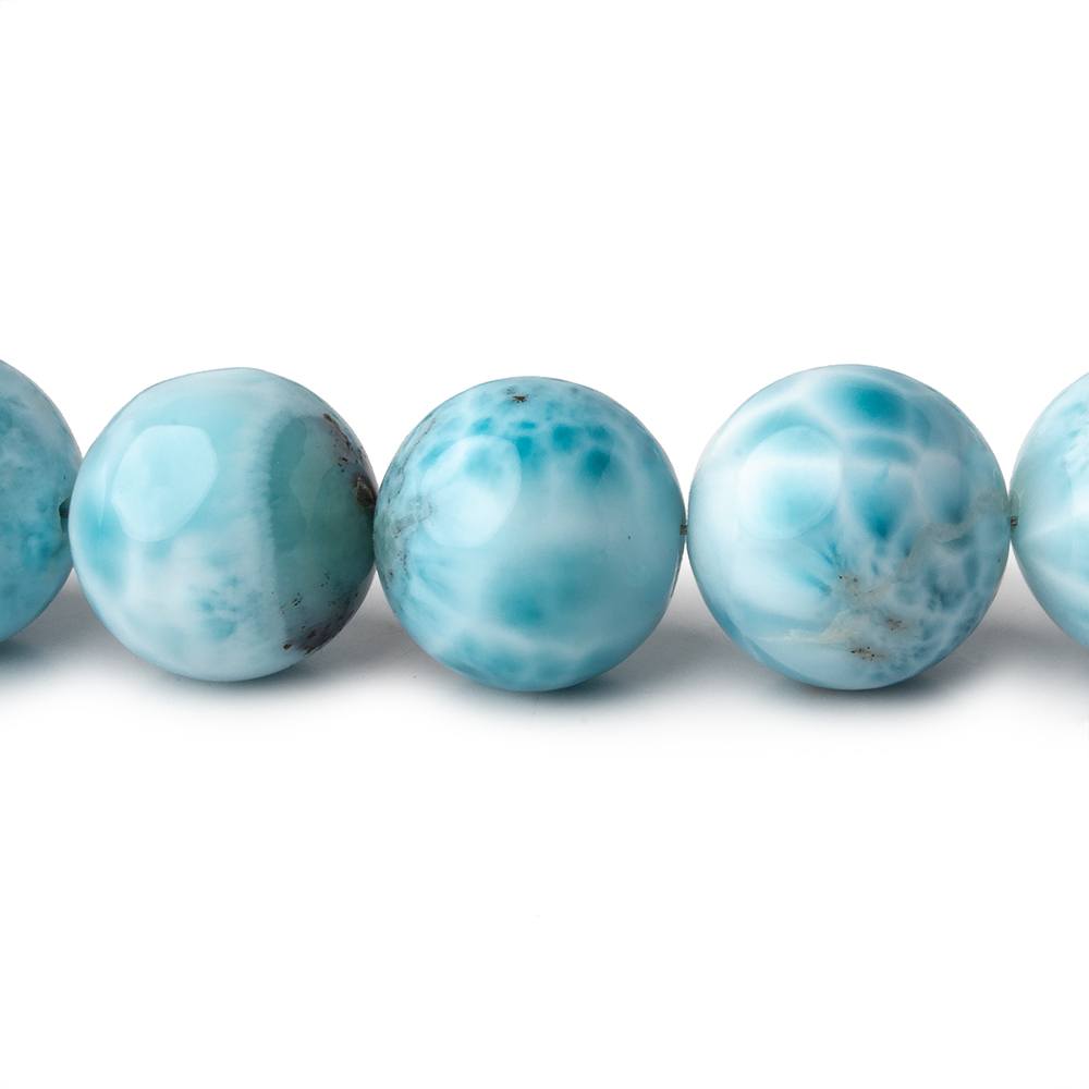  12-12.5mm Larimar Plain Round beads 15 inch 33 pieces AAA 