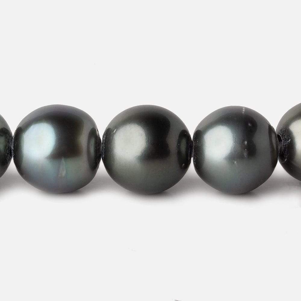  12-12.5mm Silver Peacock Tahitian Large Hole Saltwater Pearls 4 inch 8 pieces 